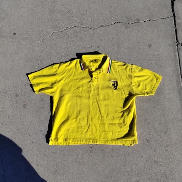 Vintage 1996 😎 Ferrari Polo Shirt Mens XL Yellow Short Sleeve Embroidered XL - Picture 7 of 7